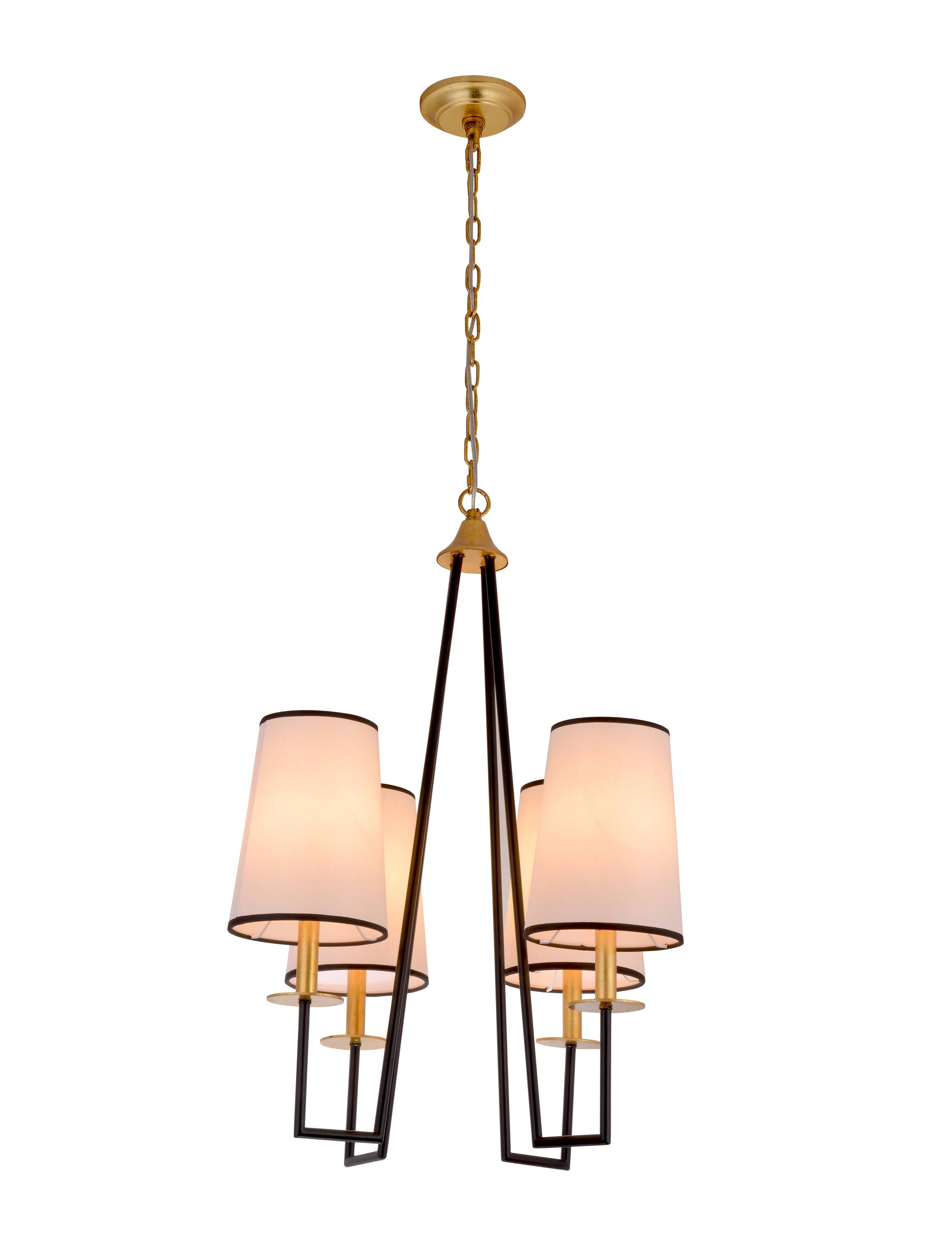 Chandelier scáthchruth fabraice geoiméadrach Black Gold 4-Solas