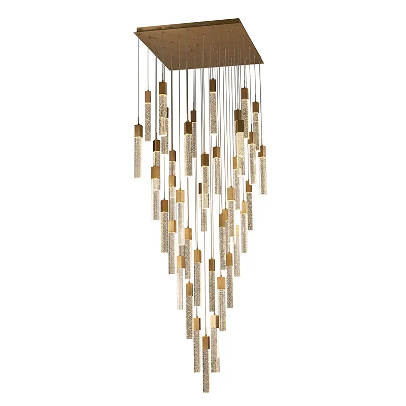 Chandelier Criostail Nua-Aimseartha Óir le haghaidh Staighre