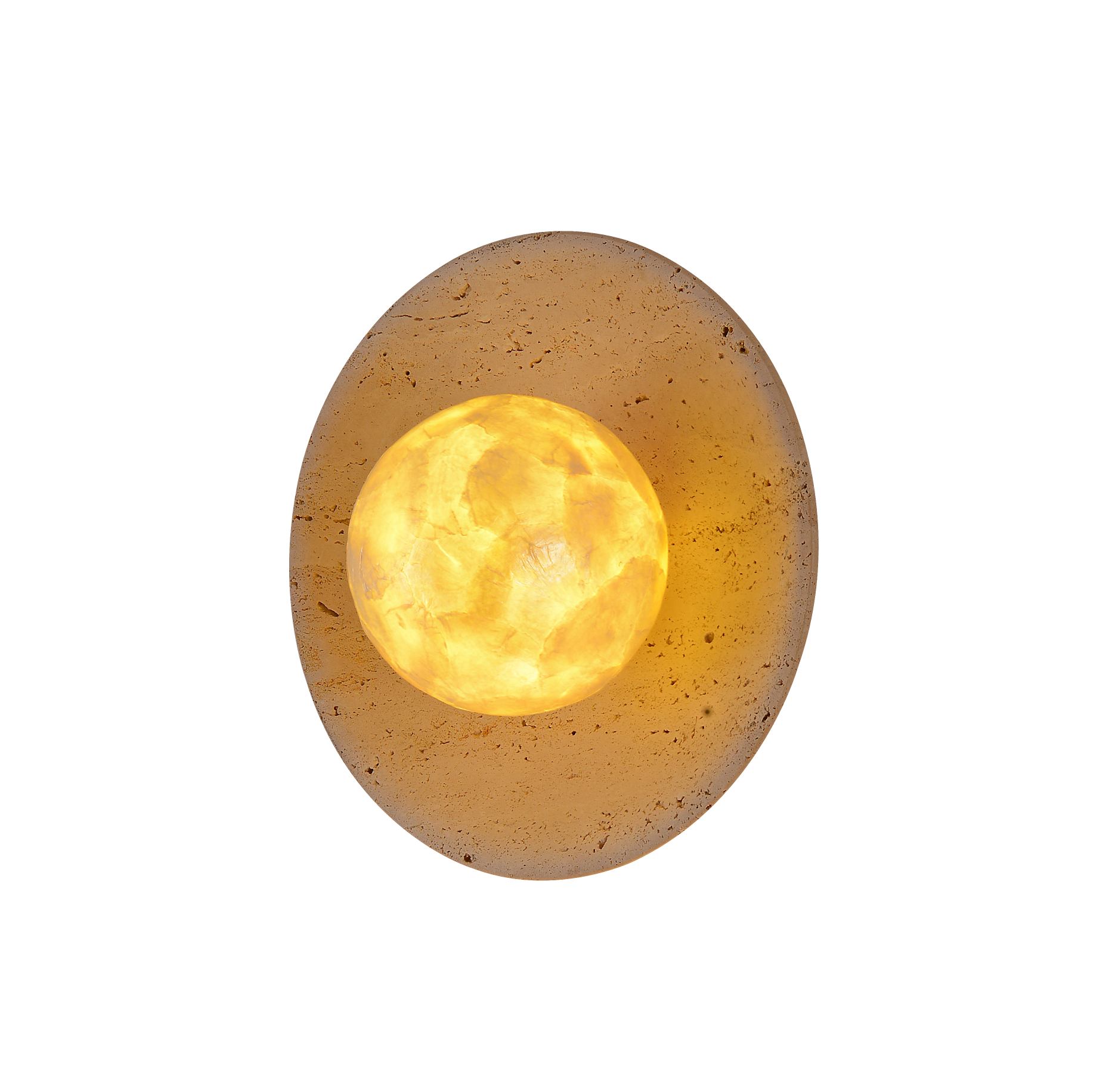 Lampa Balla Scáthaigh Sheell Bonn Oval Nádúrtha Travertine